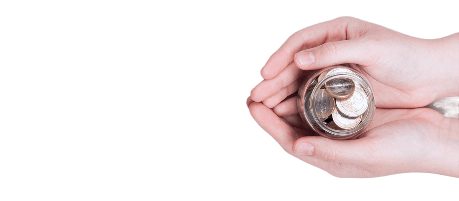 Hands holding coins